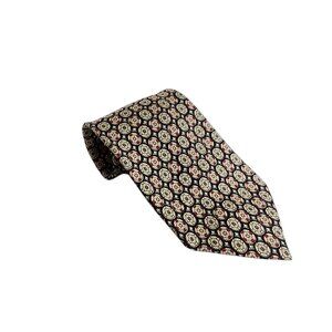 Polo‎ Ralph Lauren Silk Handmade Mens Tie Black & Yellow/Gold Geometric Pattern